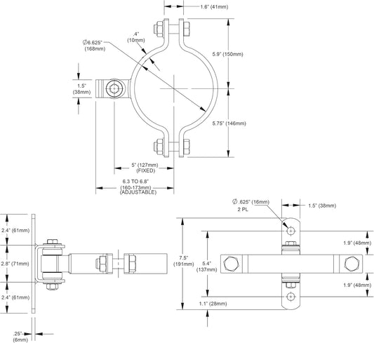 The BadAss® with Steel Body Regular Duty Half Bolt-On Hinge - CI2053