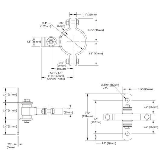 The BadAss® with Steel Body  Regular Duty Half Bolt-On Hinge - CI2051