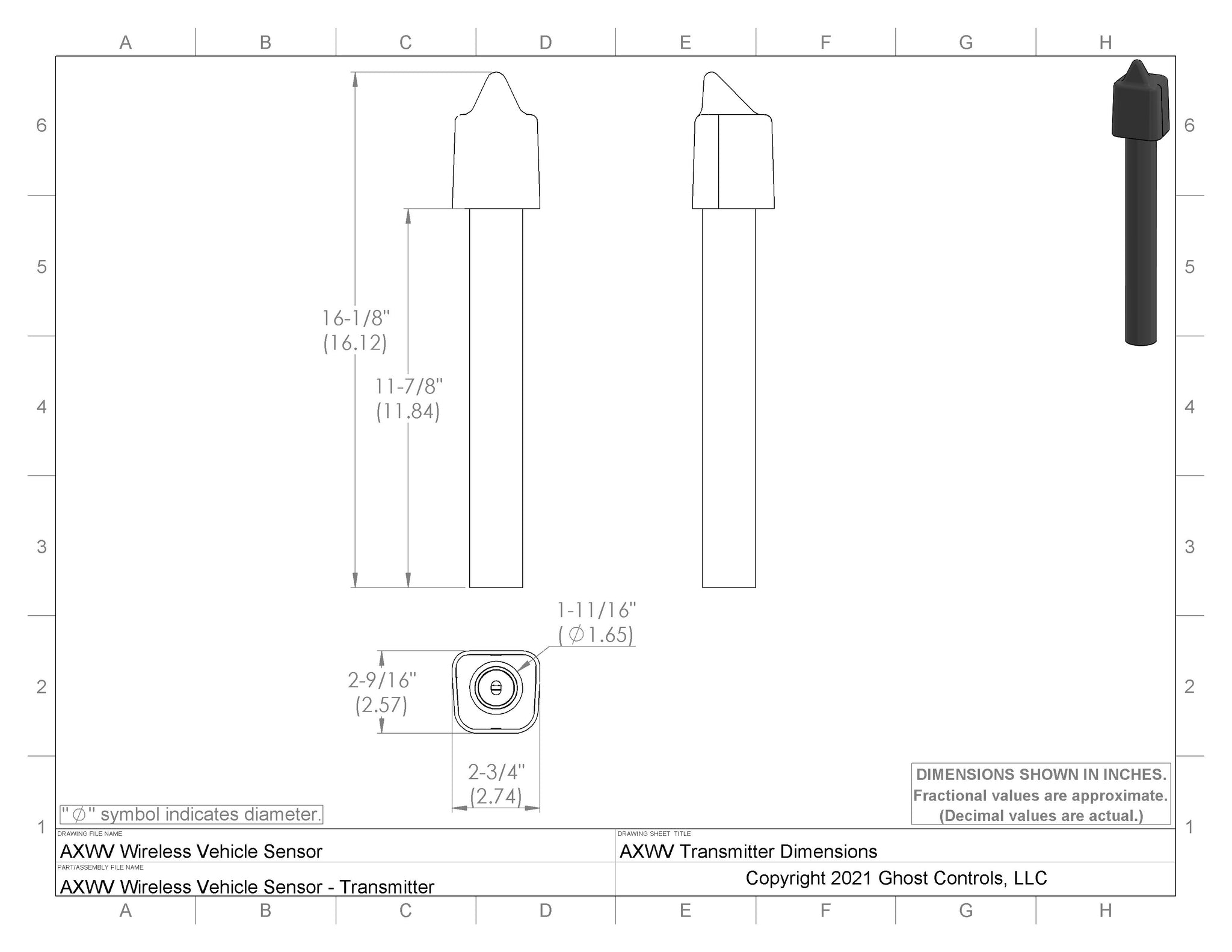 AXWV Wireless Vehicle Sensor Ghost Controls ProGhost Controls